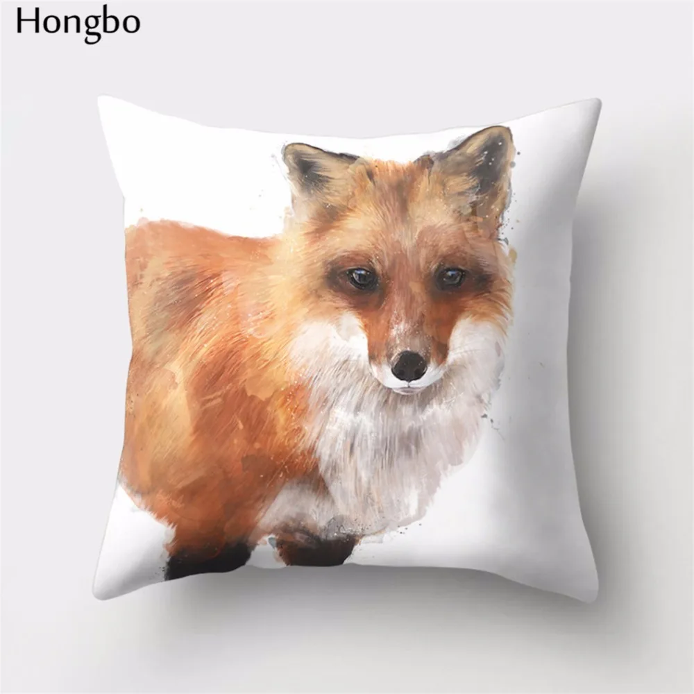 Hongbo 1 шт. мультфильм лиса печати квадратный пледы Наволочки Чехол для подушки для автомобиля диван домашний декор