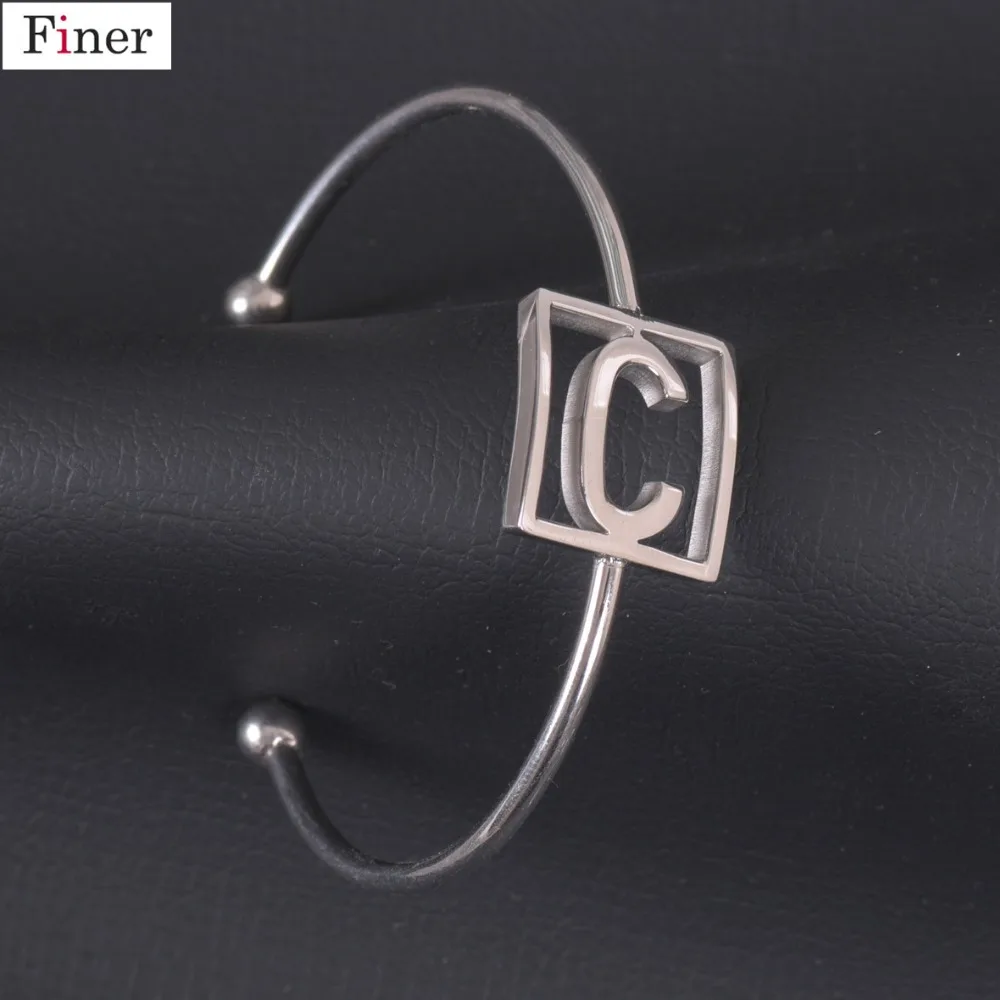 

New Aarrive C Letter Bracelet Stainless Steel Silver Color Name Bangle