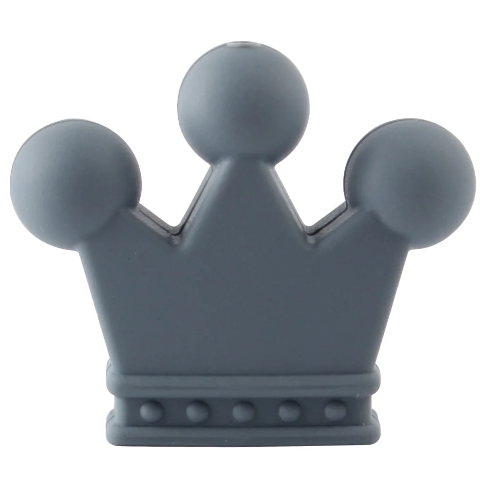 15 Dim gray Keep&Grow 10pcs Crown Silicone Beads Baby Teething Toys Food Grade Silicone DIY Pacifier Chain Pendant Accessories Baby teethers - Цвет: 15 Dim gray