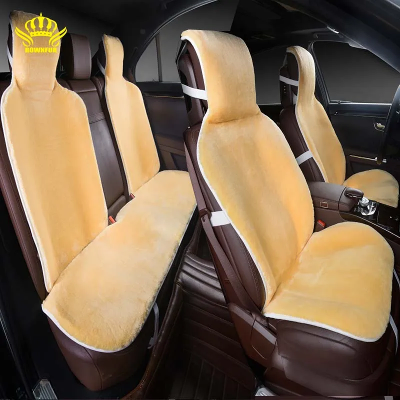 yellow Меховые накидки на сиденья автомобиля авто чехлы на все сиденья машина комплект 5 шт искусственный мех 5 цветов теплый подогрев сидений распрадаж i022-5 - Название цвета: yellow
