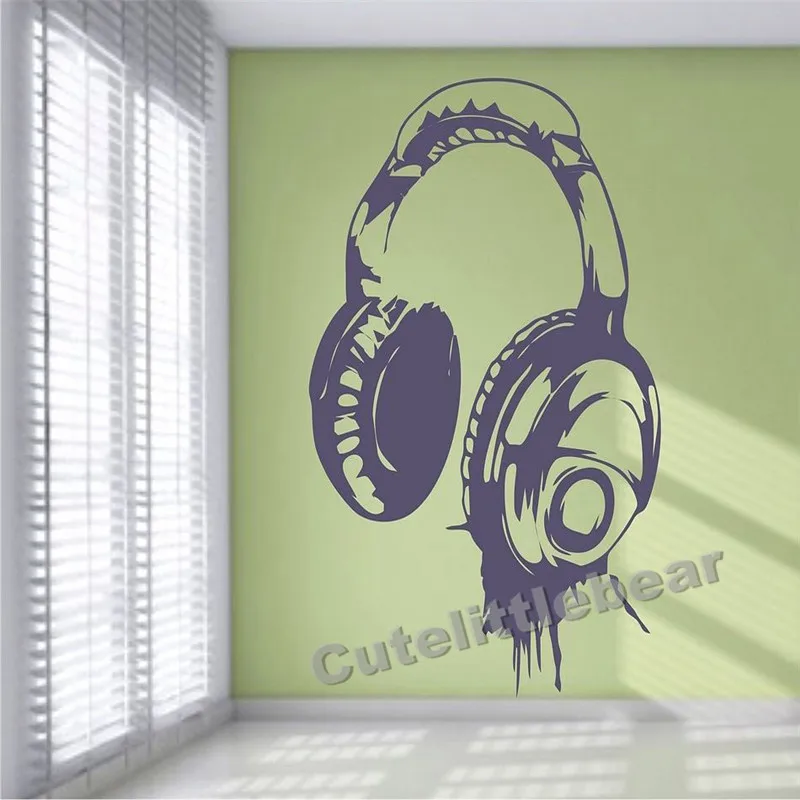 Наушники музыка DJ наклейки на стену для дизайна ногтей Наклейка доступны в