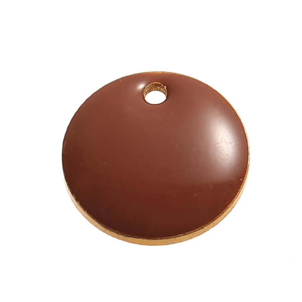 Coffee Doreen Box позолоченные медные эмалированные Подвески с блестками круглый узор желтые эмалированные Подвески для DIY 12 мм(4/") Диаметр, 10 шт - Окраска металла: Coffee