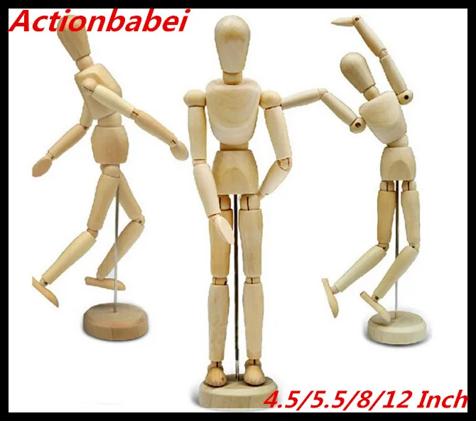 Actionbabei Новый Забавный 4 5/5 5/8/12 дюймов деревянный мужской манекен для художника