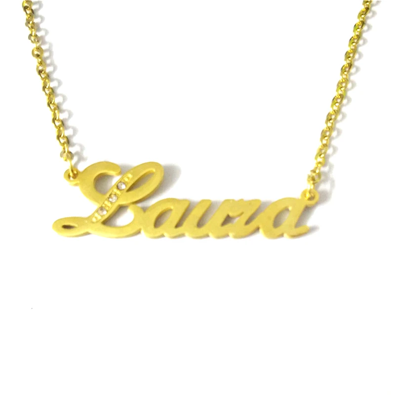 Gold Сказочное ожерелье "Laura" с индивидуальным именем золотого цвета, кулон и ожерелье для женщин и мужчин, колье с именами на заказ - Окраска металла: Gold