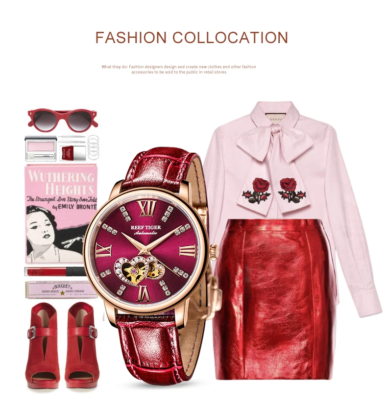 Reef Tiger/RT лучший бренд роскошные женские часы Reloj Mujer женские модные автоматические механические часы Relogio Feminino+ коробка RGA1580