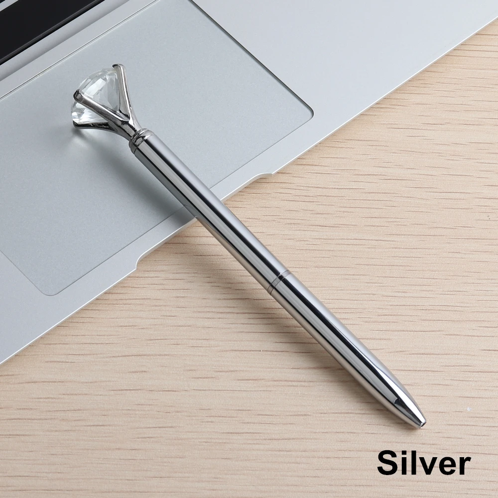 1 шт. Большой Карат флеш-накопитель со стразами драгоценный камень шариковое кольцо для пера свадебное офисное металлическое кольцо ролик розовое золото серебро шариковые ручки для школы