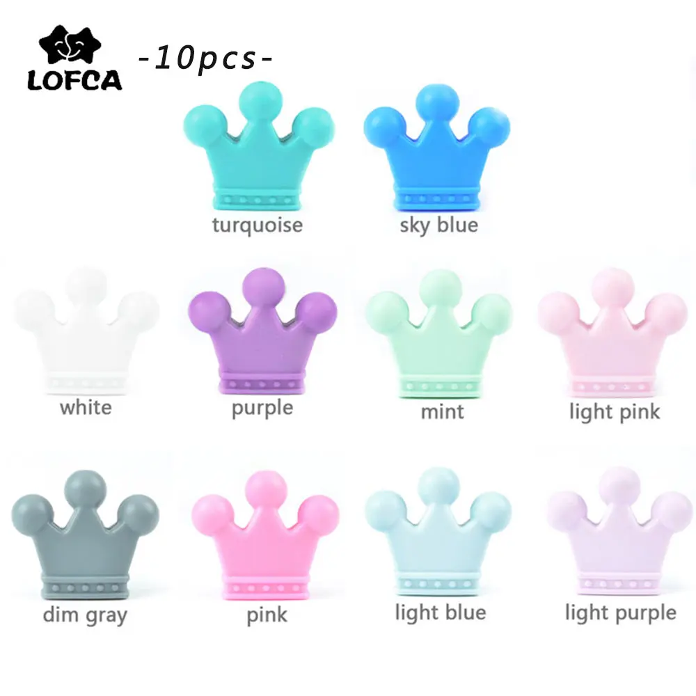 LOFCA Silicone Crown Beads 10pcs BPA Free Food Grade Silicone Beads Baby Chew Toy Teething Necklace DIY Nurse Jewelry Making