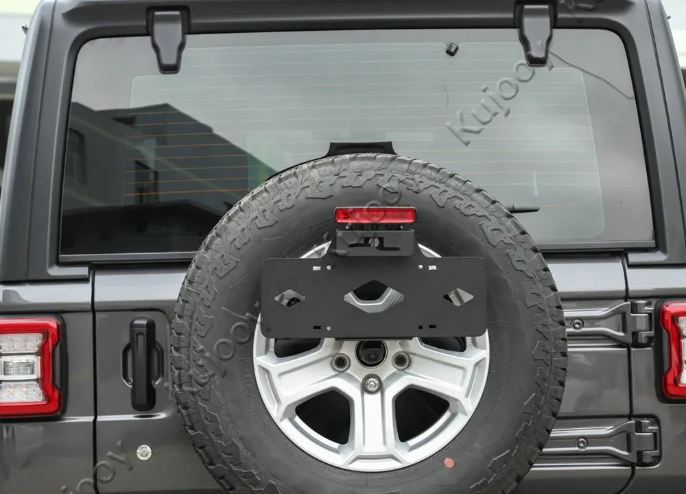 

Кронштейн номерного знака для Jeep Wrangler JL 2018 + металлический Автомобильный задний Запасной Держатель для номерного знака комплект автомобиль...