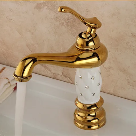 Керамический Золотой смеситель для ванной комнаты кран горячей холодной