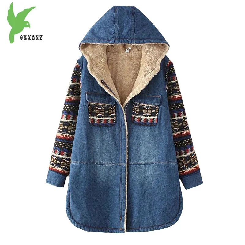 Куртка женская джинсовая осенне зимняя с капюшоном|coat fashion|hooded coatcotton jacket |