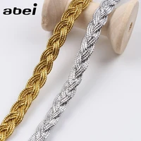 8mm 10yards gold silver braid ribbon quality lace tape for dance dress hats decoration diy sewing apparel edge wrapping fabric