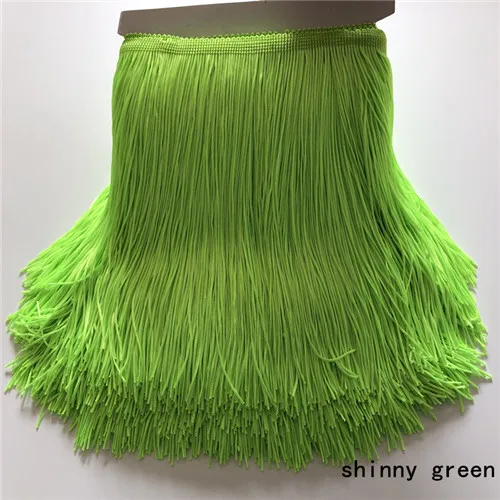 shinny green SASKIA 10 метров 20 см длинная кружевная обрезанная лента Материал кисточки бахрома кружевное шитье одежды Diy латинское платье комплектующие для штор отделка - Цвет: shinny green