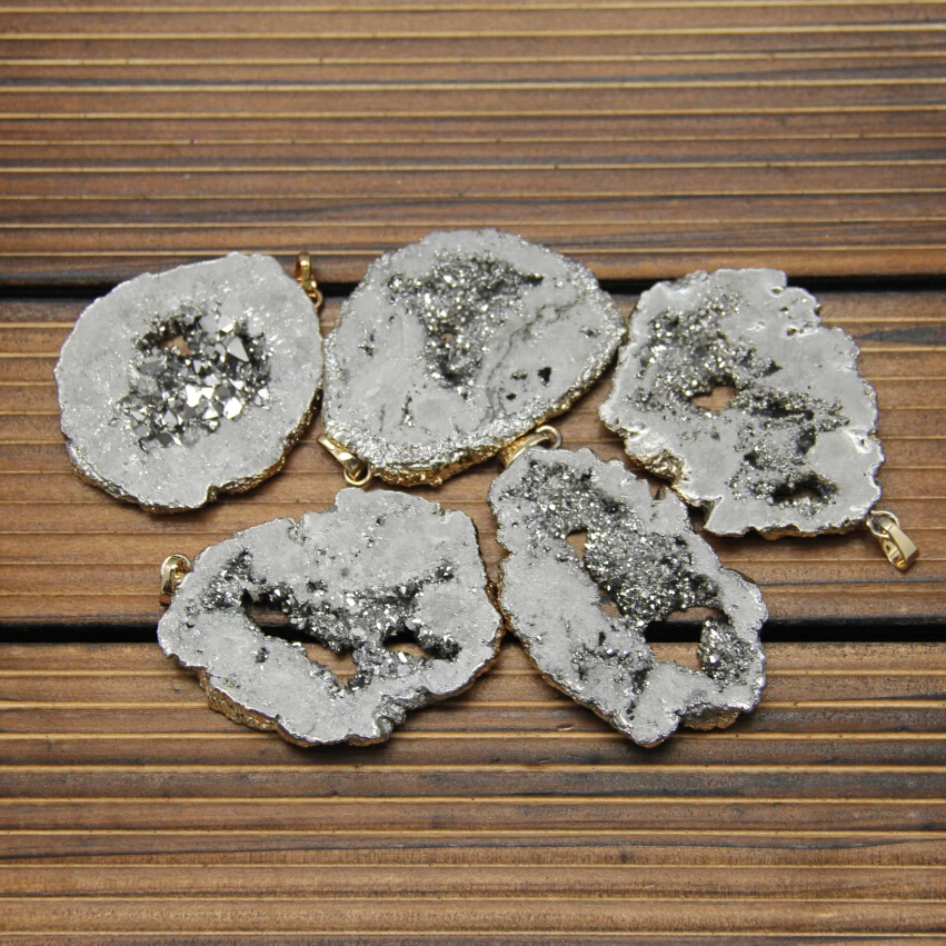 5 шт./лот Ремесло Ювелирные изделия из друзы подвески натуральные камни Титан