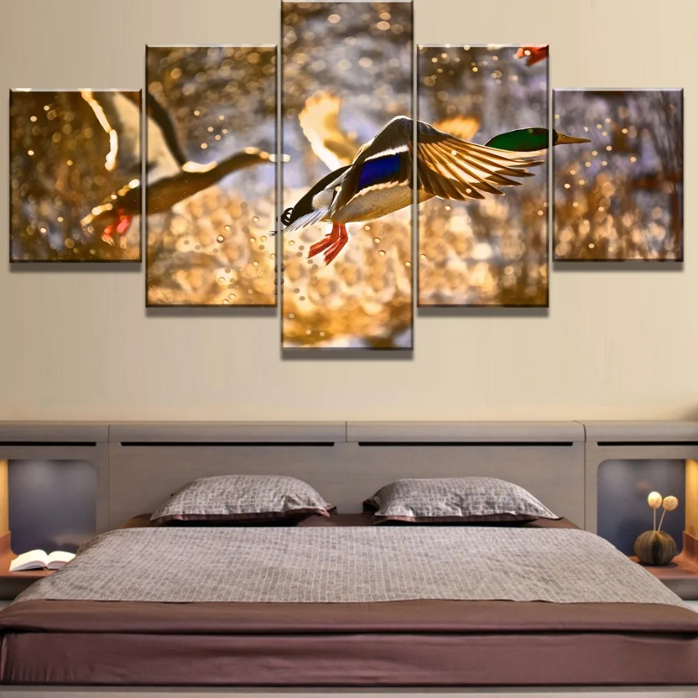 5 шт. декоративные картины на холсте утка Охота закат|decorative painting|paintings on canvas5 piece
