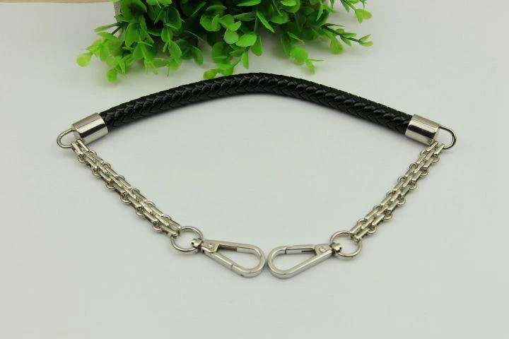 Black DIY 50 см металлическая Серебряная цепочка сменные ремешки для сумок 18 цветов из искусственной кожи ручки для маленьких сумок, сумки аксессуары - Цвет: Black