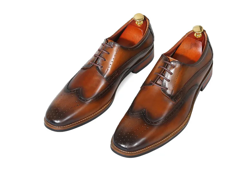 

British Oxford casual Bullock men's shoes Italian handmade Derby shoes business dress Goodyear wedding shoes Free Shipping