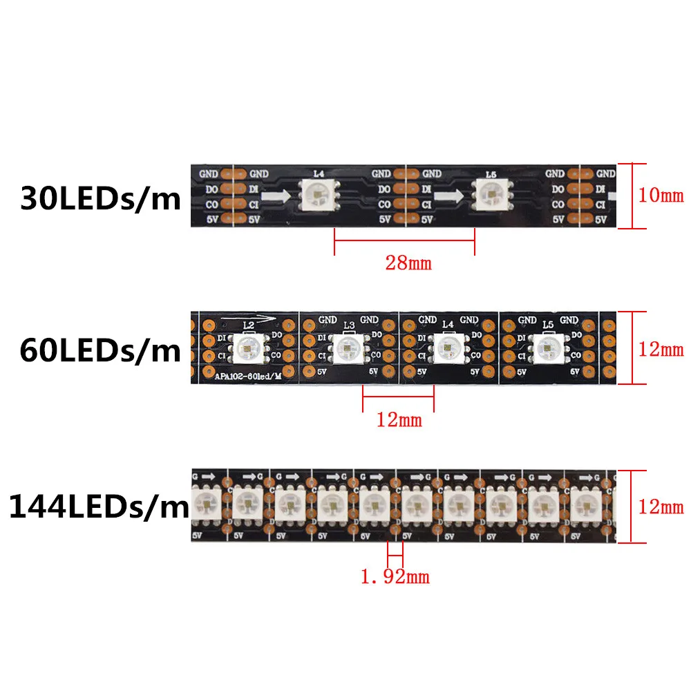 Умная светодиодная Пиксельная лента APA102 SK9822 30/60/144 светодиодов/пикселей/м IP30/IP65/IP67