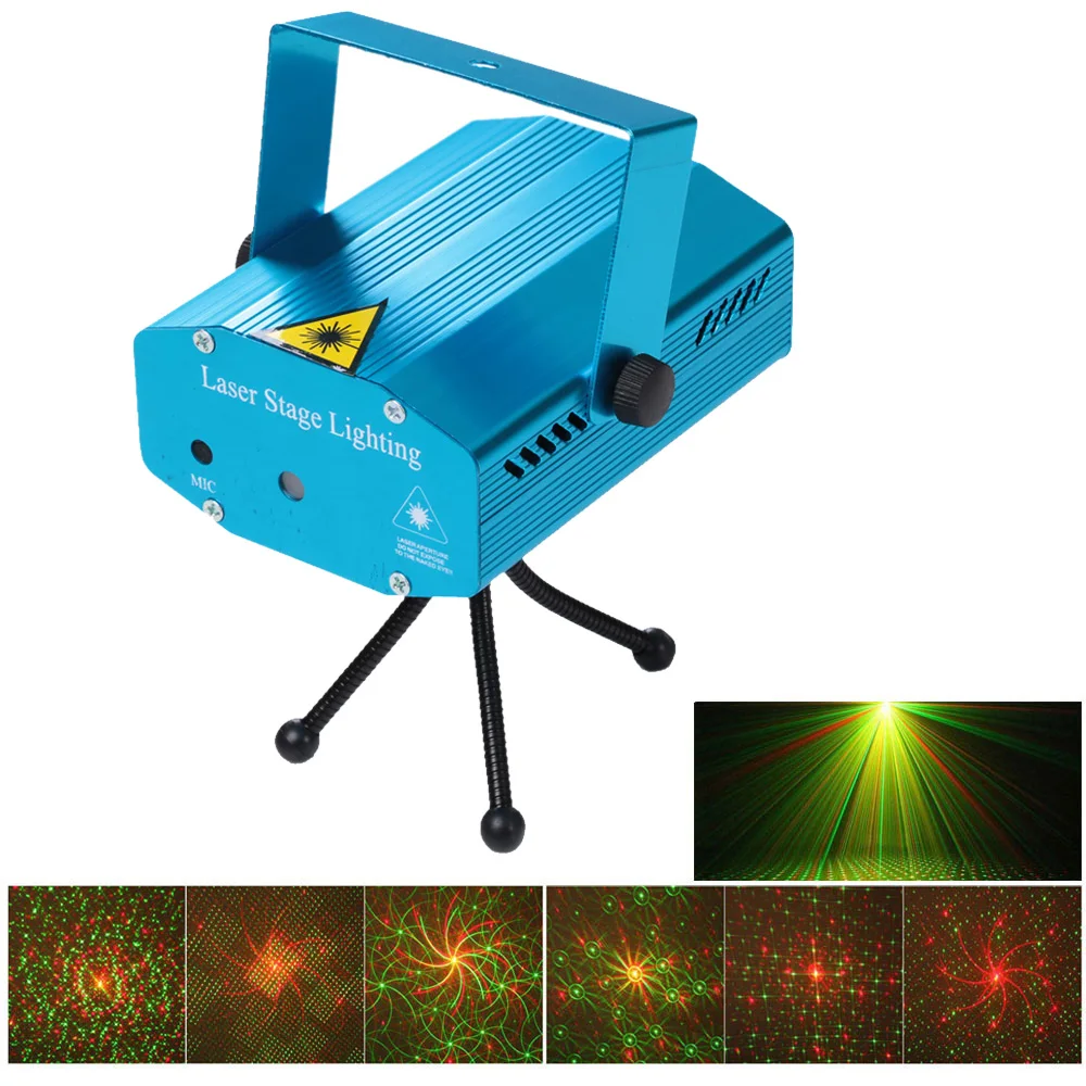 

Mini Stage Effect Light Laser Projector 6 RGB Patterns Voice-control with Tripod AC110-240V US Plug Disco for Party Club Bar