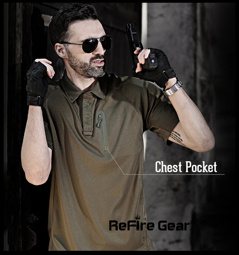 Мужская футболка с коротким рукавом ReFire Gear, летняя тактическая камуфляжная дышащая рубашка с карманом, в стиле милитари