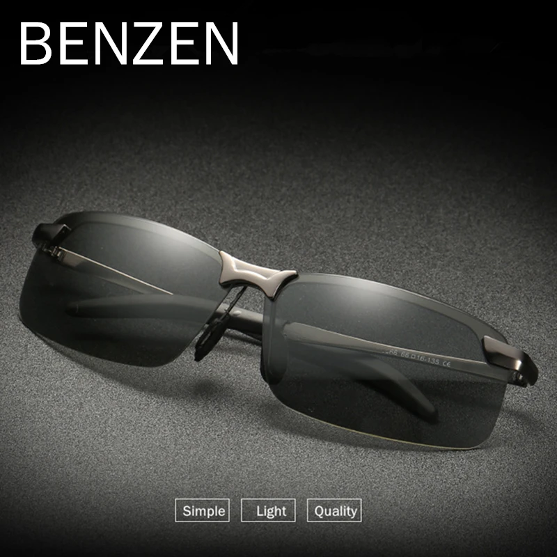 BENZEN, фотохромные солнцезащитные очки, мужские, поляризационные, Обесцвечивающие, солнцезащитные очки для мужчин, без оправы, квадратные, автомобильные солнцезащитные очки для вождения, оттенки