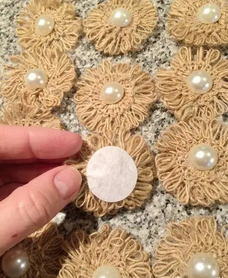 24 шт./лот натуральный джутовый Мешковина гессийский цветок с бусины из