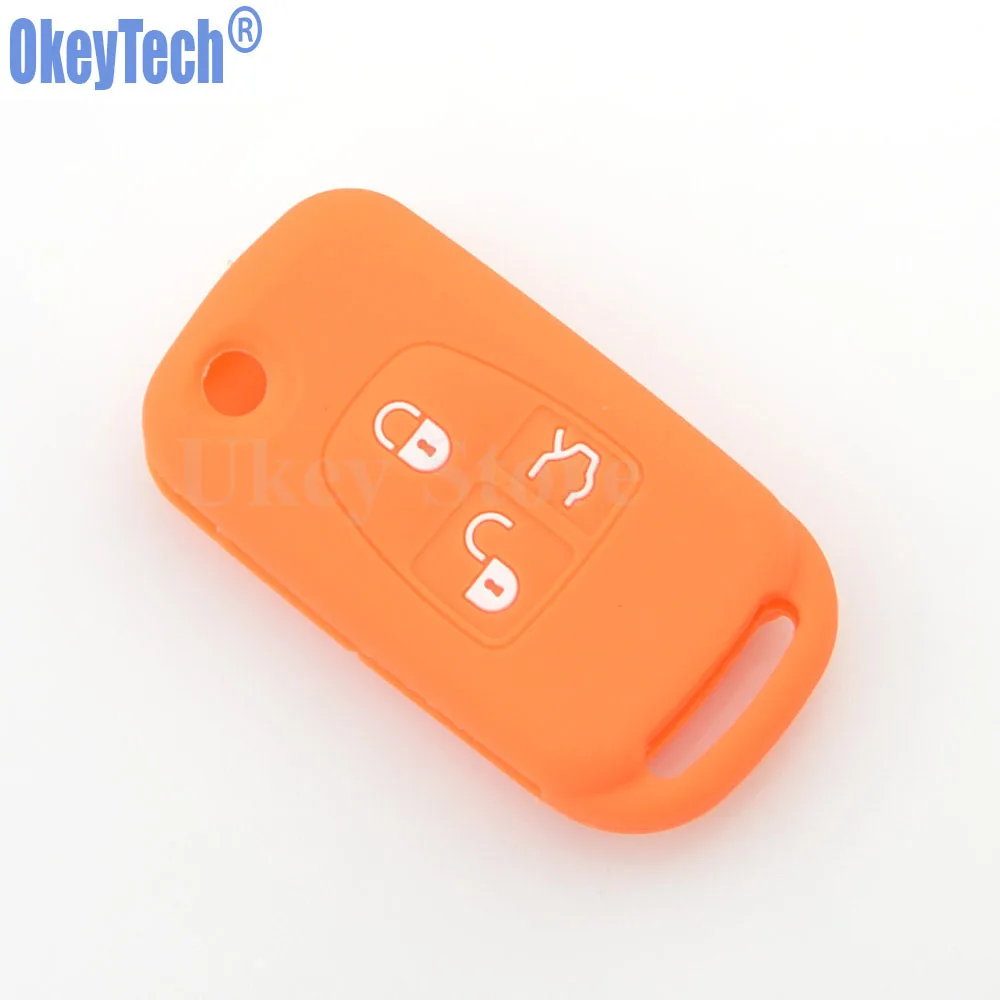 

OkeyTech Silicone Car Key Fob Case Shell Cover 3 Buttons For Mercedes Benz ML C CL S SL SEL Folding Flip Remote Protected Skin