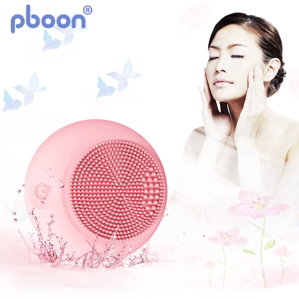 Pboon электрическая щетка для чистки лица Мини силиконовая батарея питания время