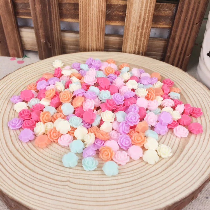 200 шт смешанных цветов плоские пластмассовые кабошон в виде цветка Kawaii DIY Смола Ремесло Декор украшение для скрапбукинга 8 мм