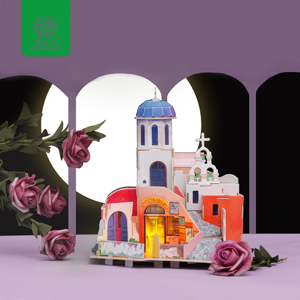 Robud DIY Миниатюрный Кукольный домик кукольный дом со светодио дный подсветкой 3D