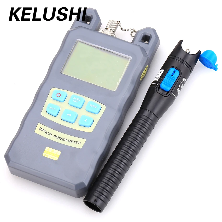 

KELUSHI 2 In 1 FTTH Fiber Optic Tool Kit Optical Power Meter -70dBm~+10 dBm Cable Tester 1mW 5KM Plastic Visual Fault Locator