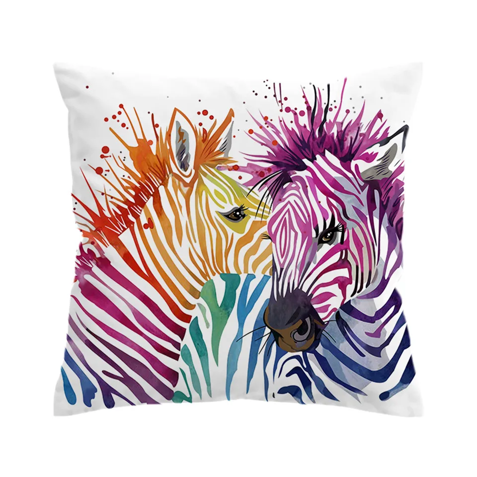 BeddingOutlet Safari Zebra Cushion Cover Animal Pillow Case Bat Watercolor Printed Throw Rainbow Covers Home Decor|Наволочки| |