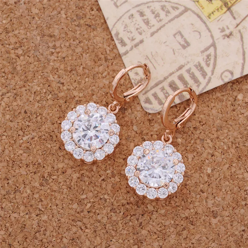 New Brand Fashion Round Shaped Inlay Clear Cubic Zirconia Women Delicate Drop Earring LDDZE0042 | Украшения и аксессуары