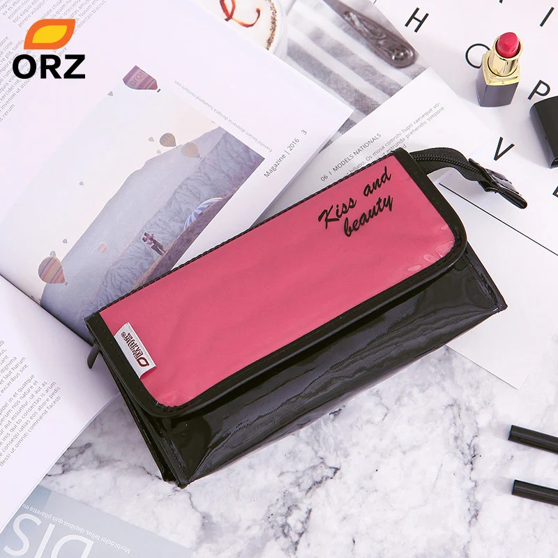 ORZ PVC косметический Органайзер, косметичка с зеркалом, водонепроницаемая коробка для хранения, сумка для путешествий, косметичка, органайзер для помады, косметики