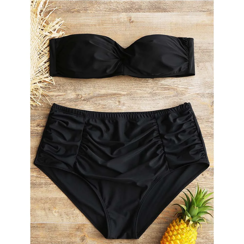 ZAFUL сексуальный купальник бандо с высокой талией бикини большого размера без