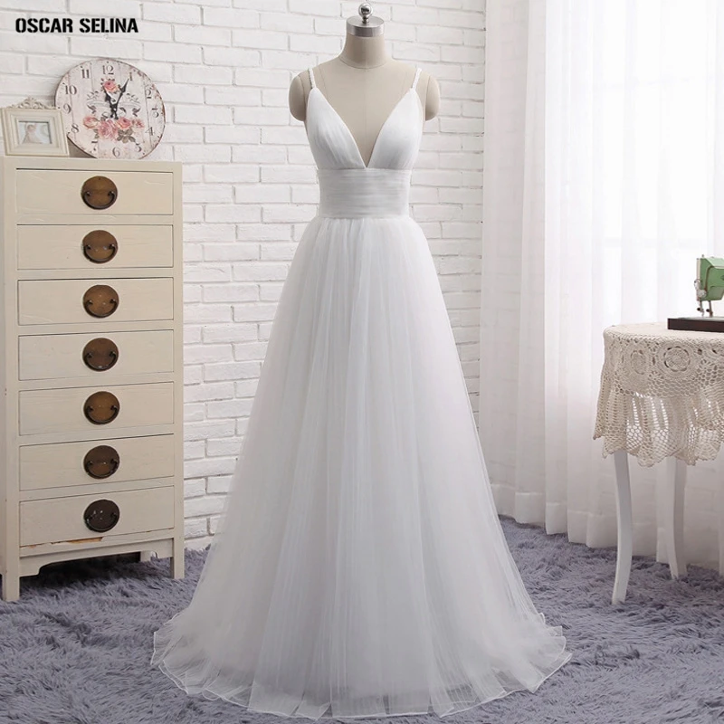 Vestidos de noiva2019 Новое сексуальное Тюлевое платье с v образным вырезом на тонких