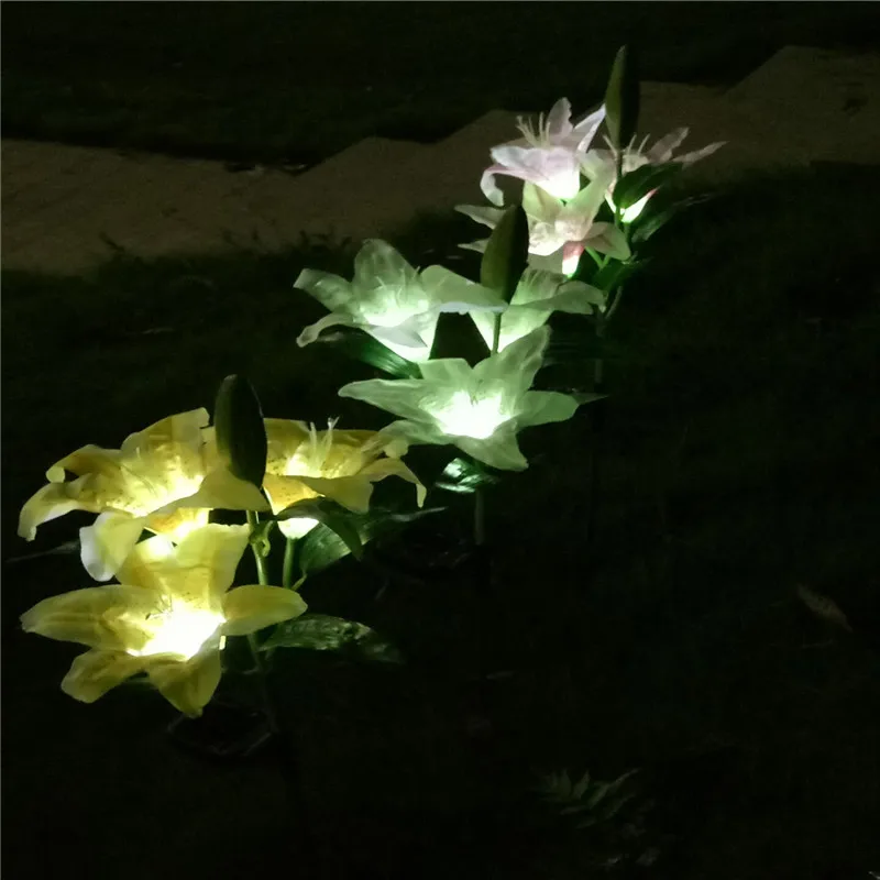 CLAITE наружная Солнечная энергия Светодиодная лампа цветок лилии для двора сада