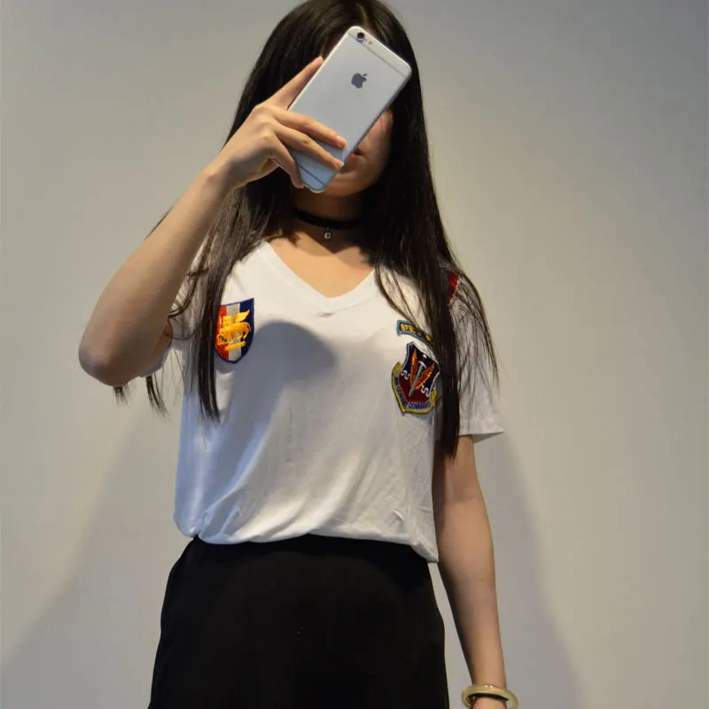 Футболка с круглым вырезом и коротким рукавом модная летняя Стильная белая