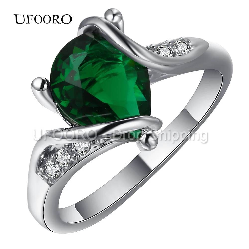 UFOORO водное кольцо 6 ct Циркон с микро проложенным горным хрусталем вокруг