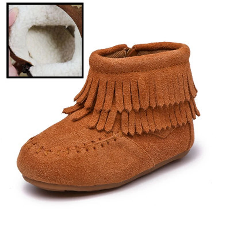 Ботинки с бахромой для девочек осенне-зимняя обувь маленьких детская из