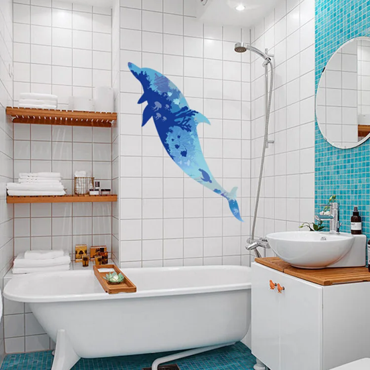 dolphin large wall stickers animals home decor living room bedroom diy art wallpaper removable sticker | Дом и сад