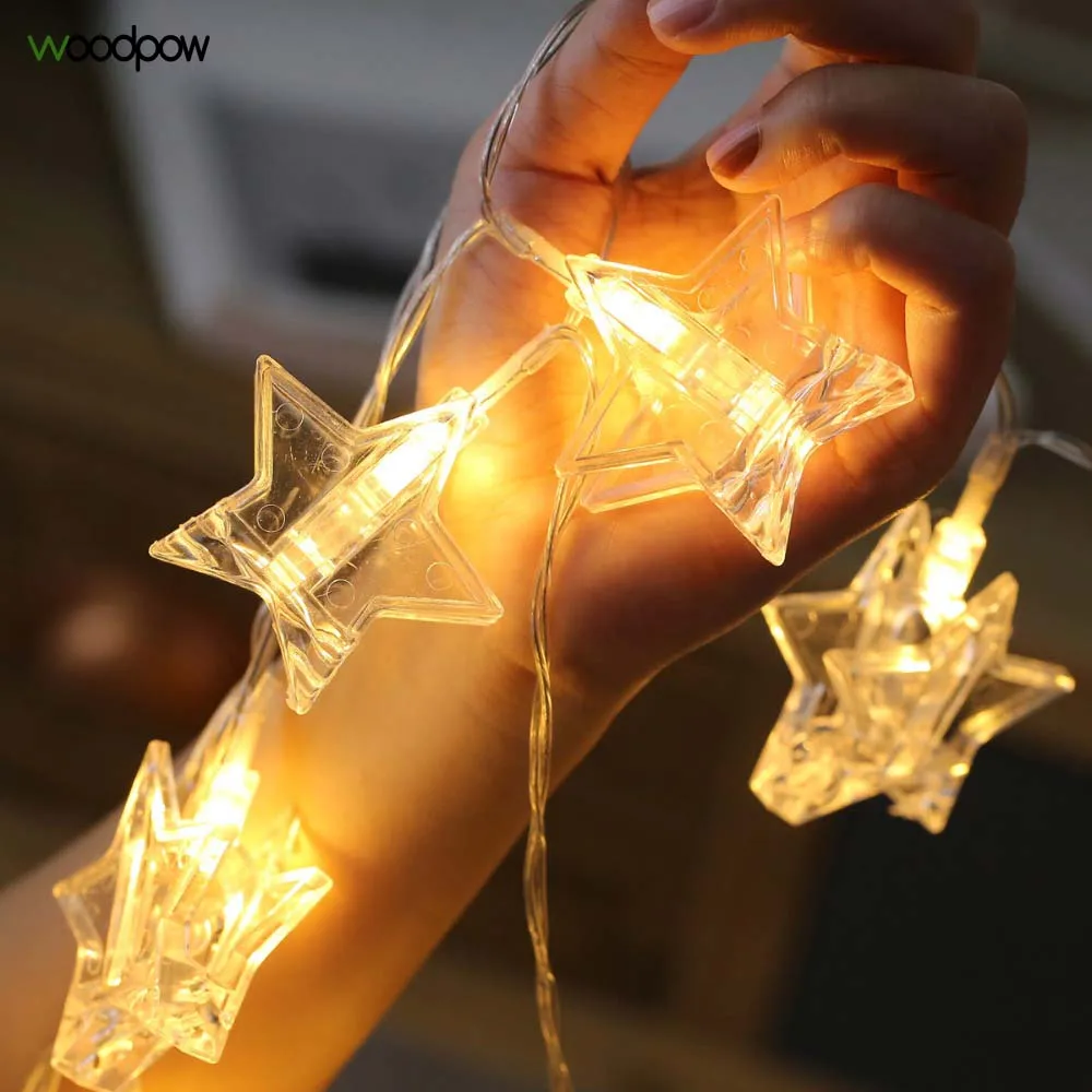 Woodpow 10 30 LED звезда карты фотографии клип гирлянды батарея гирлянда Фея свет партии