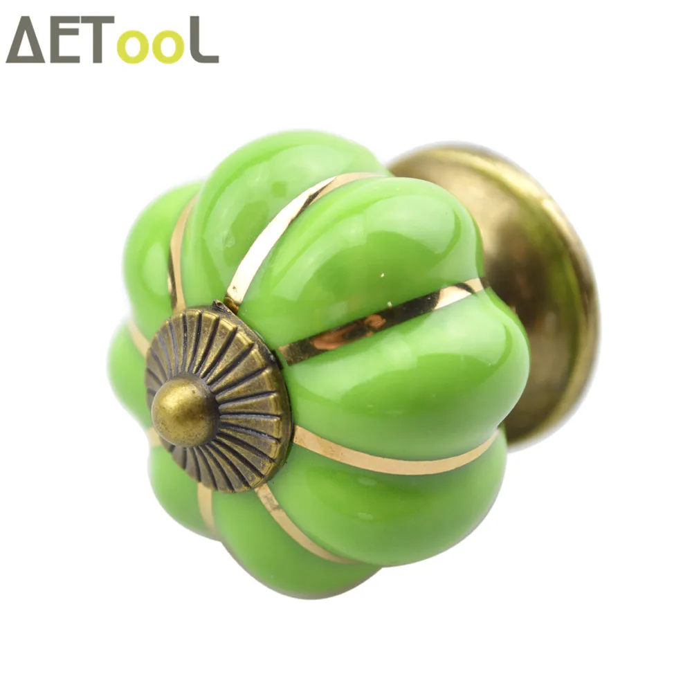 AETool Green 40 мм деревенские винтажные ручки в форме тыквы для ящика шкафа кухни