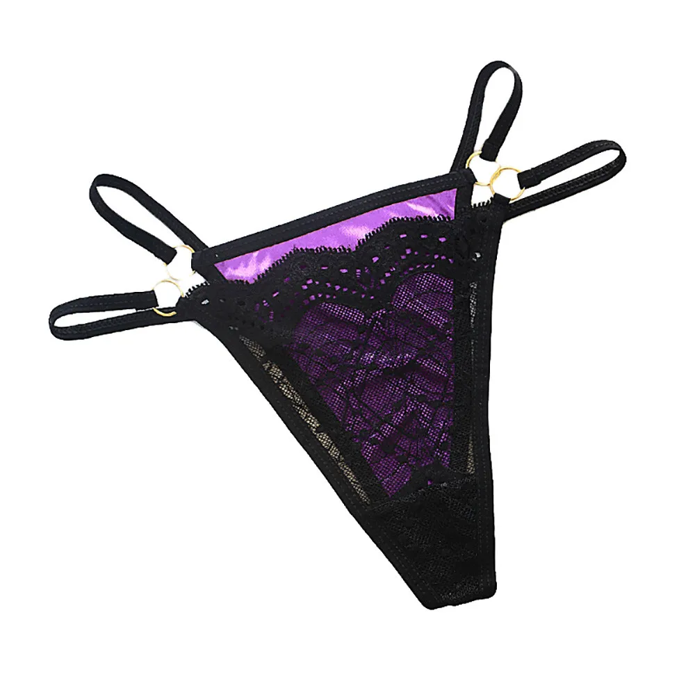 Purple Сексуальные бандажные стринги, трусы, микро бикини, стринги, трусики, женское кружевное белье, трусики-стринги, нижнее белье, трусы#5 - Цвет: Purple