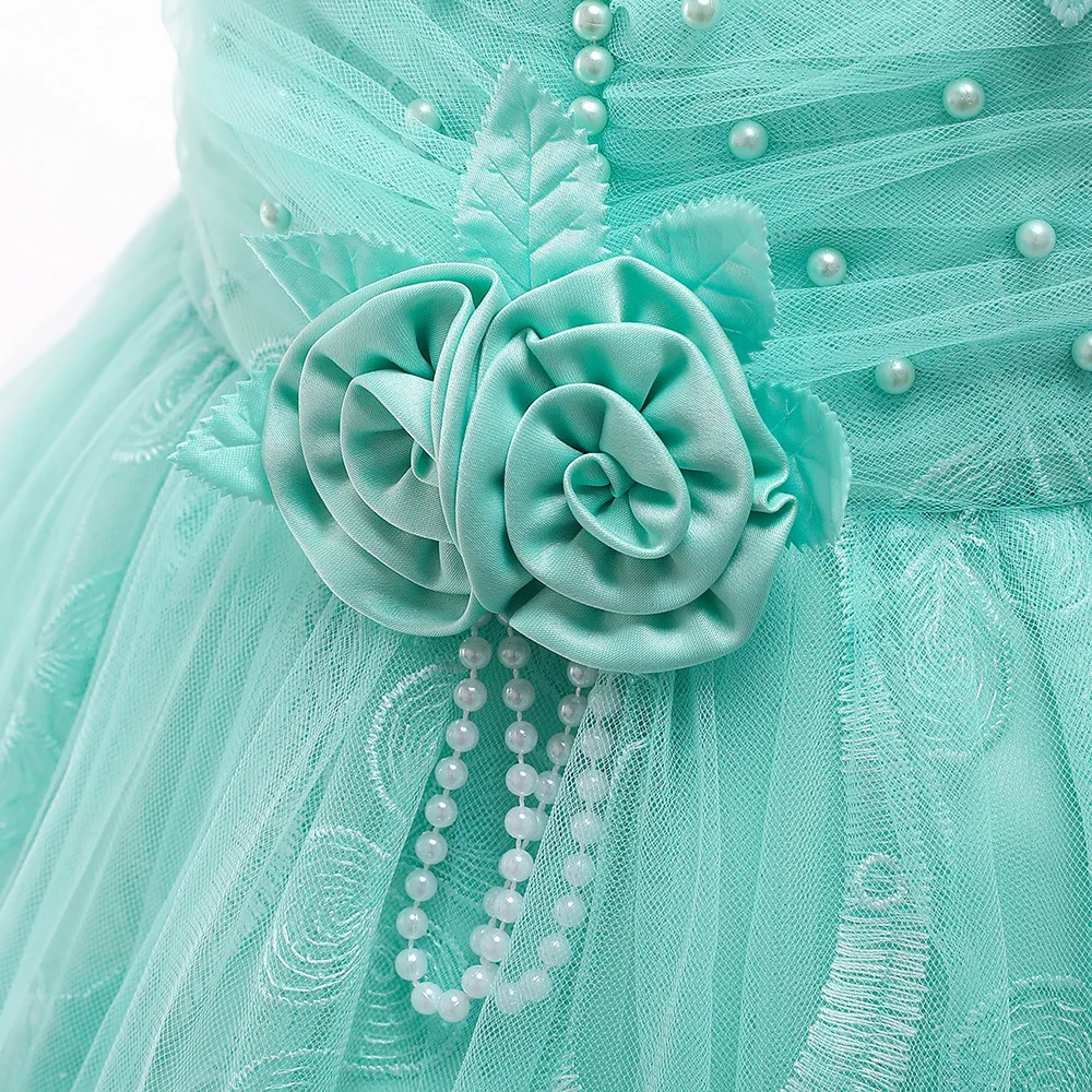 2019 New One Piece Dress Kids Clothing Gown Evening for Baby Girl Children Lace Dresses Patterns Floral Maxi Blue | Детская одежда и