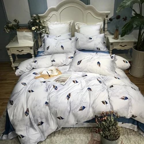 Египетский хлопок queen King size постельные принадлежности из шелка комплект роскошная простыня комплект резиновый простынь пододеяльник ropa de cama linge de lit - Цвет: bedding set 5