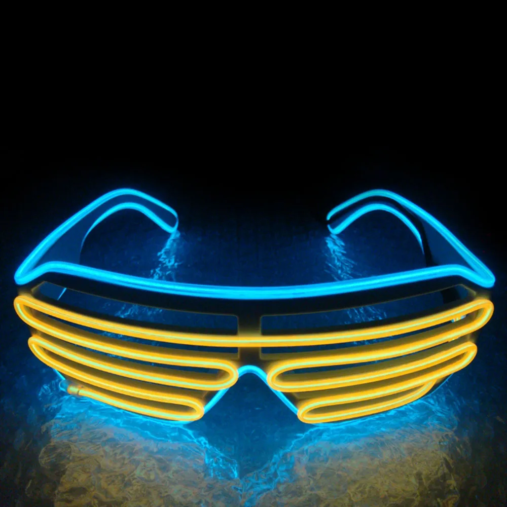 Лидер продаж EL Glasses EL Wire модный неоновый светодиодный светильник в форме затвора очки Rave Festival DJ вечерние Декоративные Солнцезащитные очки