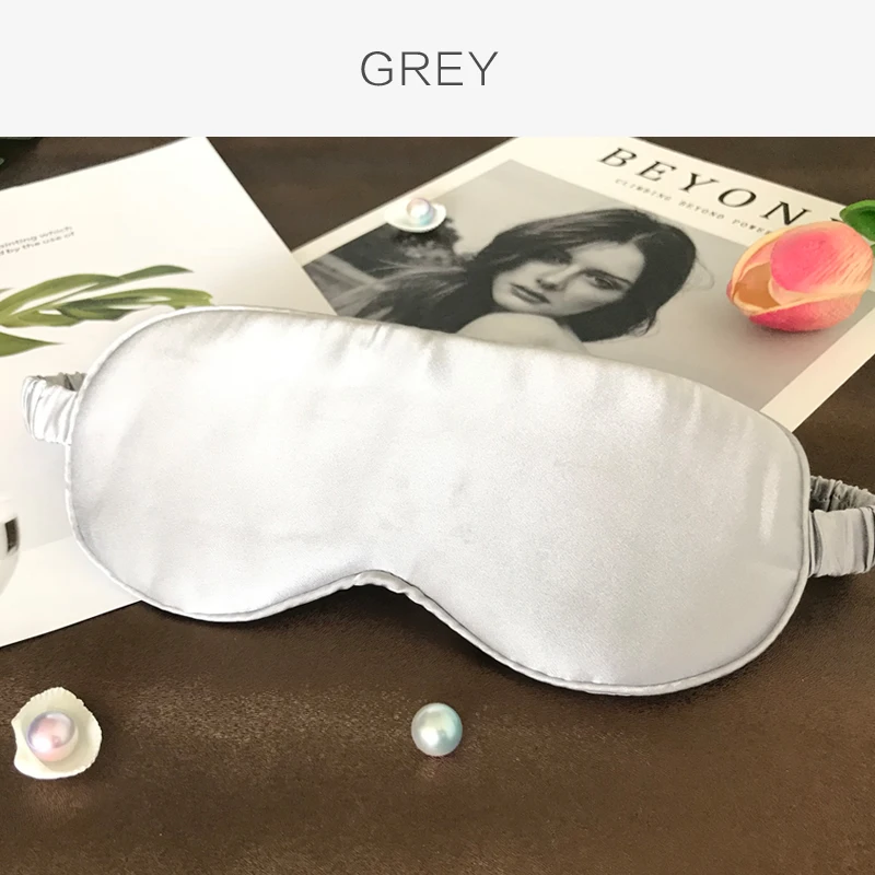 Silver Grey 19 Momme шелковая маска для сна для глаз и повязка на глаза с эластичным ремешком мягкая маска для век для ночного сна, путешествия, сна - Цвет: Silver Grey