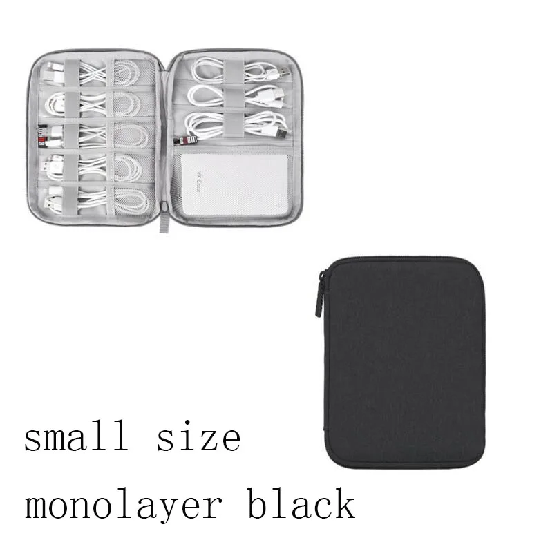 small monolayer B Серый/Черный Многофункциональный usb-кабель для передачи данных, провод для наушников, сумка, внешний аккумулятор, дорожная посылка для хранения, аксессуары для электроники - Цвет: small monolayer B