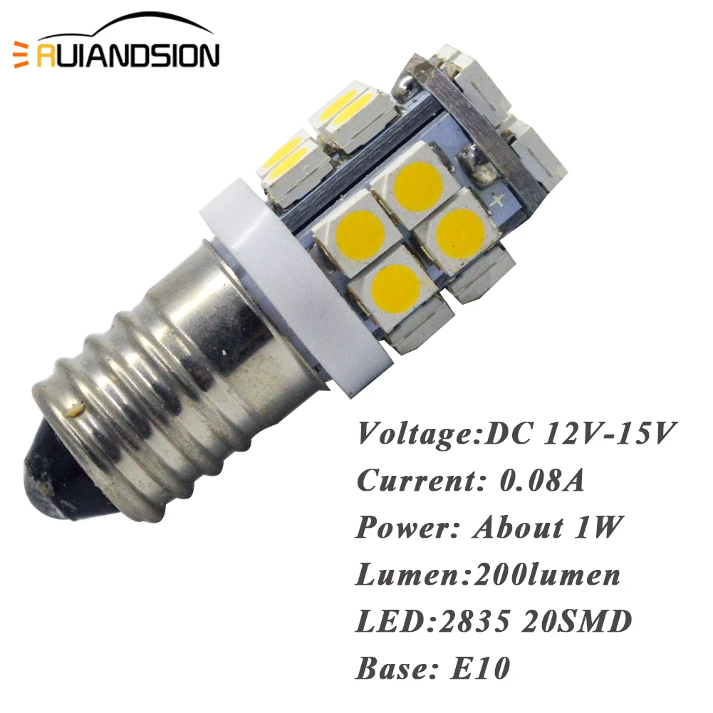 4 шт. E10 12 В 2835 20SMD 6000K /4000K/2700K MES винтовая Светодиодная лампа для внутреннего