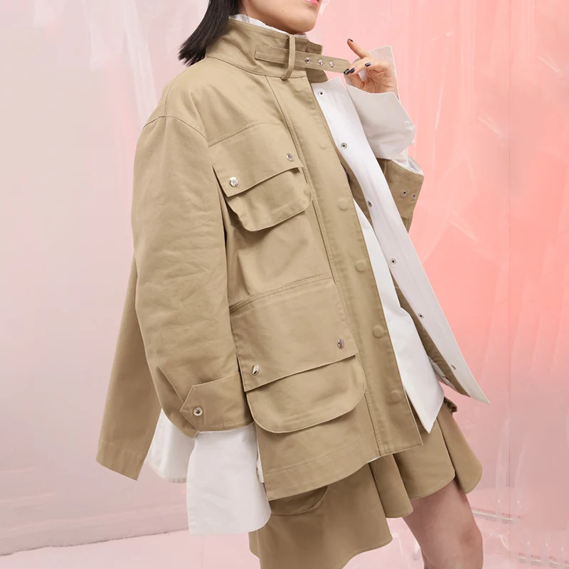 CHICEVER 2019 осенняя куртка для женщин пальто женское с длинным рукавом свободный